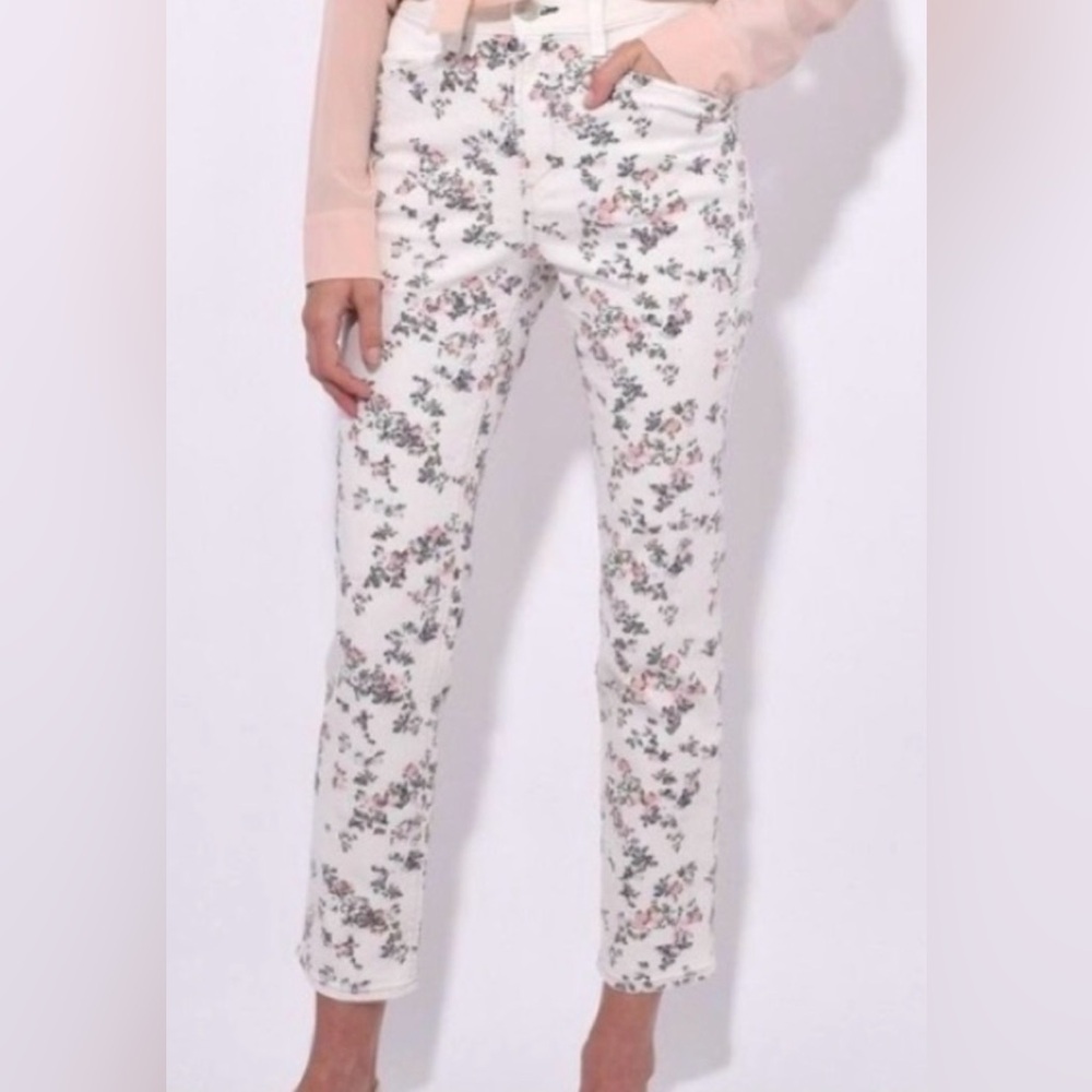 Rag & Bone Micro Floral Skinny White Jeans – Size 24